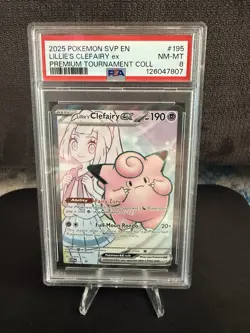 2025 POKEMON SVP LILLIE PREMIUM TOURNAMENT PROMO LILLIE'S CLEFAIRY EX PSA 8 #19 - Image 1