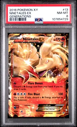 2016 POKEMON XY GENERATIONS #13 NINETALES EX PSA 8 - Image 1