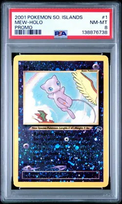 2001 POKEMON SOUTHERN ISLANDS PROMO #1 MEW-HOLO PSA 8 - Image 1