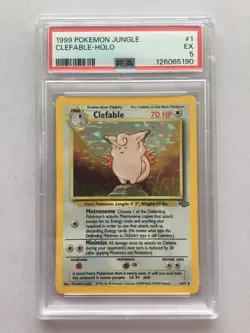 1999 Pokemon Jungle Clefable Holo 1/64 PSA 5 Excellent! Read Description! - Image 1
