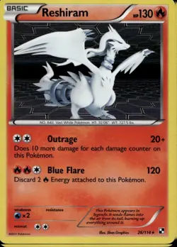 Reshiram 26/114 Holo Rare BW Black White Base Pokemon - Image 1