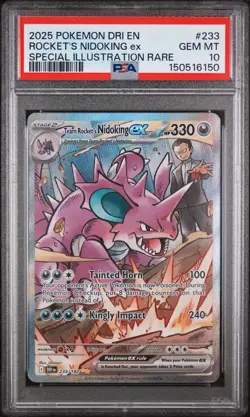 2025 POKEMON DRI EN-DESTINED RIVALS #233 TEAM ROCKET'S NIDOKING EX PSA 10 SIR - Image 1