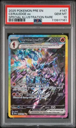 2025 POKEMON PRISMATIC EVOLUTIONS SPECIAL ILLUSTRATION RARE CERULEDGE EX PSA 10 - Image 1