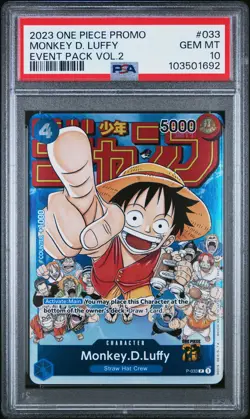 2023 ONE PIECE PROMOS EVENT PACK VOL.2 #033 MONKEY D. LUFFY PSA 10 - Image 1