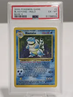 PSA 6 Blastoise Holo 2/102 Base Set 2 II 2000 Pokemon WoTC EX MT - Image 1