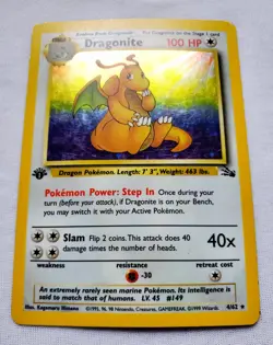 1ST EDITION DRAGONITE Fossil Holo Rare WOTC Card #4 4/62 1999 Pokemon TCG D3 - Image 1