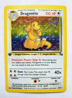 1ST EDITION DRAGONITE Fossil Holo Rare WOTC Card #4 4/62 1999 Pokemon TCG D3 - Image 2
