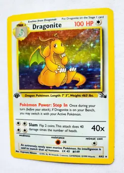 1ST EDITION DRAGONITE Fossil Holo Rare WOTC Card #4 4/62 1999 Pokemon TCG D3 - Image 5