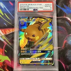 PSA 10 RAICHU GX 2019 POKEMON SM BLACK STAR PROMO HIDDEN FATES TINS #SM213 - Image 1