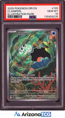 Pokemon 2025 Clamperl 195/182 Illustration Rare Destined Rivals GEM MINT PSA 10 - Image 1