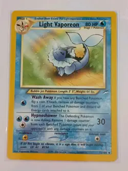 Light Vaporeon 52/105 Neo Destiny Pokemon Card WOTC Vintage LP Eevee Evolution - Image 1