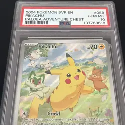 Pikachu 088 Black Star Promo Pokemon S&V Paldea Adventure Chest PSA 10 - Image 3