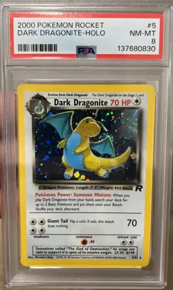 2000 POKEMON ROCKET #5 DARK DRAGONITE HOLO PSA 8 (NEW CERT) - Image 1