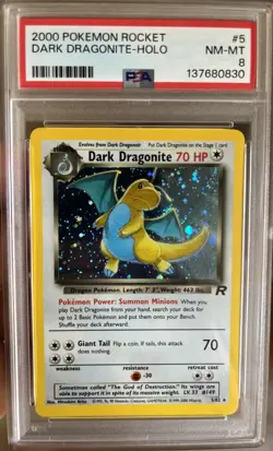 2000 POKEMON ROCKET #5 DARK DRAGONITE HOLO PSA 8 (NEW CERT) - Image 3