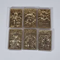 Pokemon 23 Karat Gold Plated Trading Cards Set of 6 Mewtwo Charizard Pikachu COA - Image 1