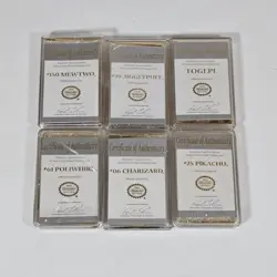 Pokemon 23 Karat Gold Plated Trading Cards Set of 6 Mewtwo Charizard Pikachu COA - Image 2