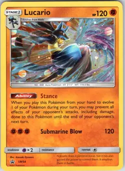LUCARIO - SM54 HOLO SUN & MOON PROMO POKEMON COSMO HOLO NM/M - Image 1