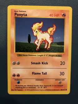 1999 Pokemon English Base PONYTA #60/102 Shadowless Card Mint First Print - Image 1