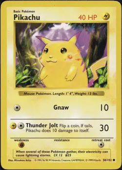 1999 Pokemon Base Set Pikachu (Red Cheeks - Shadowless) #58 - Image 1