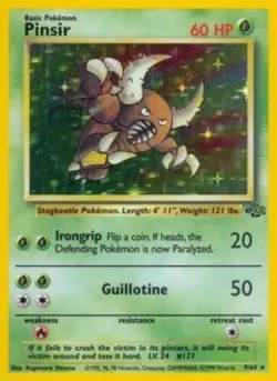 1x Pinsir - 9/64 - Holo Rare - Unlimited Edition Heavily Played Pokemon G1 - Jun - Image 1