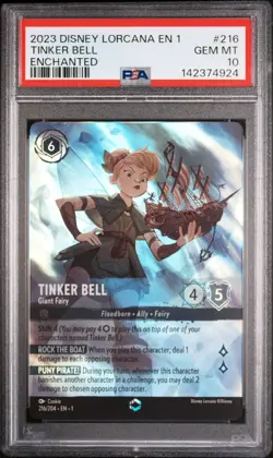 2023 Disney Lorcana EN-1 The First Chapter Enchanted #216 Tinker Bell PSA 10 - Image 1