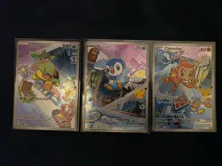Pokemon 1st Partner Illustration Collections Turtwig #40 Chimchar #41 Piplup #42 - Image 1