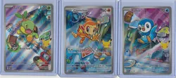 Pokemon 1st Partner Illustration Collections Turtwig #40 Chimchar #41 Piplup #42 - Image 1