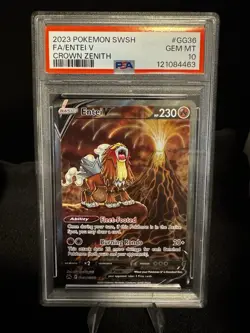 2023 Pokemon SWSH Crown Zenith Full Art Entei V Galarian Gallery #GG36 PSA 10 - Image 1