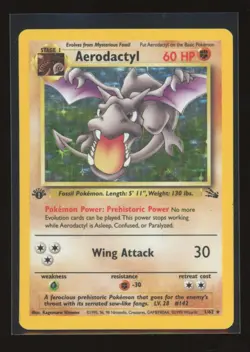 Aerodactyl - 1/62 Pokemon Fossil 1st Edition Holo Rare Card WOTC LP - Image 1