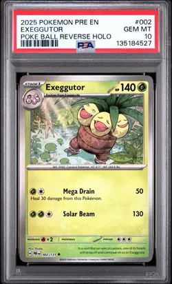 2025 Pokemon PRE EN Exeggutor POKE BALL REVERSE HOLO #002 PSA 10 - Image 1