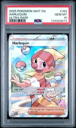 2025 Pokemon WHT EN Harlequin PSA 10 GEM ULTRA RARE FULL ART 163/086 - Image 1