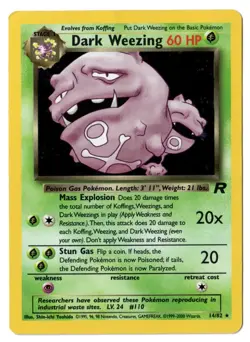 Pokemon EN Team Rocket Dark Weezing Holo Rare 14/82 HP - Image 1