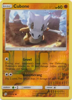 Cubone 105/236 Reverse Holo Unified Minds Pokemon Card NM - Image 1