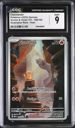 Pokemon Glumanda Charmander 168/165 Mew Deutsch 151 #168 PSA CGC 9 - Image 1