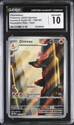 Pokemon Glutexo Charmeleon 169/165 Mew Deutsch Glurak 151 #169 PSA CGC 10 - Image 1