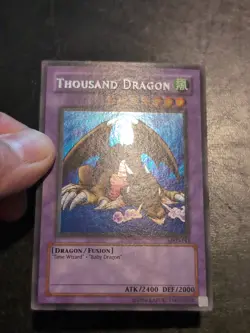 Yu-Gi-Oh! SECRET RARE CARD THOUSAND DRAGON MRD-143 1996 VINTAGE PRINT VLP - Image 2