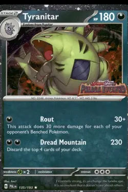 Tyranitar (Paldea Evolved Stamp) 135/193 Holofoil Pokemon NM - Image 1