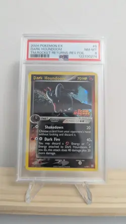 PSA 8 Pokemon EX Team Rocket Returns Reverse Holo Stamp Dark Houndoom 5/109 - Image 1