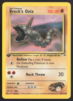 Brock's Onix 69/132 | 1st Edition Gym Heroes | Pokemon NM - Image 1