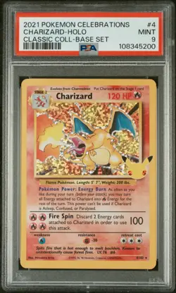 Pokemon TCG Charizard Celebrations Holo Card PSA 9 4/102 - Image 1