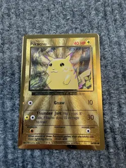 Pokemon Gold Metal Pikachu Card 58/102 Pokemon Celebrations 25th Anniversary - Image 1
