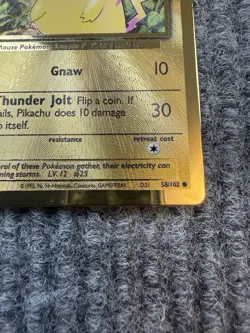 Pokemon Gold Metal Pikachu Card 58/102 Pokemon Celebrations 25th Anniversary - Image 2