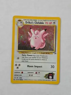 Poemon Erika's Clefable Holo Rare Gym Heroes Card 3/132 - Image 1