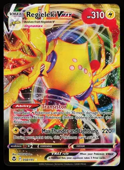 Regieleki VMAX 058/195 Ultra Rare Silver Tempest Pokemon Card - Image 1