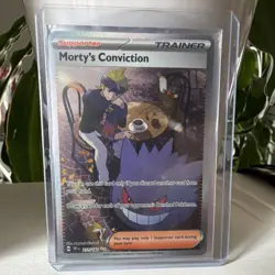 Pokemon Morty's Conviction Full Art Holo Trainer SV05 Temporal Forces 211/162 R… - Image 1