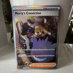 Pokemon Morty's Conviction Full Art Holo Trainer SV05 Temporal Forces 211/162 R… - Image 3
