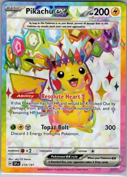 Pikachu ex 219/191 SV08: Surging Sparks - Pokemon Card - NM - Image 1