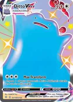 Ditto VMAX SV119/SV122 Shining Fates Pokemon Card NM - Image 1