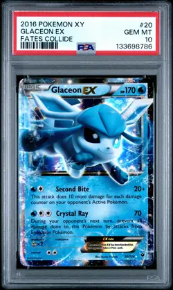 2016 POKEMON XY FATES COLLIDE #20 GLACEON EX PSA 10 - Image 1