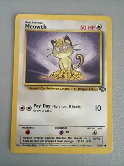 Meowth 56/64 Jungle Unlimited WOTC Pokemon TCG Near Mint - Free Shipping - Image 1